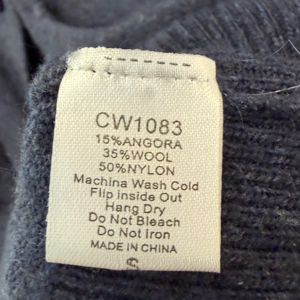 TCEC Deep Blue Angora Blend Button-Up Cardigan - Picture 3 of 3
